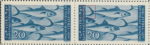 Slovene Littoral postage stamp flaw Horizontal colored line behind the tail of the second fish.