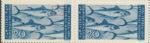 Slovene Littoral postage stamp flaw Colored spot below the tail of the first fish.