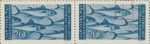 Slovene Littoral postage stamp flaw Two thin vertical lines crossing head of the second fish.