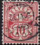 Switzerland Cross and Numeral Letter R in inscription FRANCO on the left side open on top
