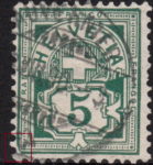 Switzerland Cross and Numeral Lower left corner angled.