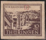 Germany Thueringen post stamp flaw: Comma sign below letter K in BRUECKEN.