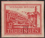 Germany Thueringen post stamp flaw: White dot above the first letter N in THUERINGEN.
