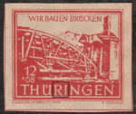 Germany Thueringen post stamp flaw: White dot next to the letter R in THUERINGEN.