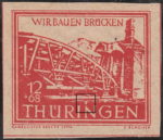Germany Thueringen post stamp flaw: White dot above letter N in THUERINGEN.