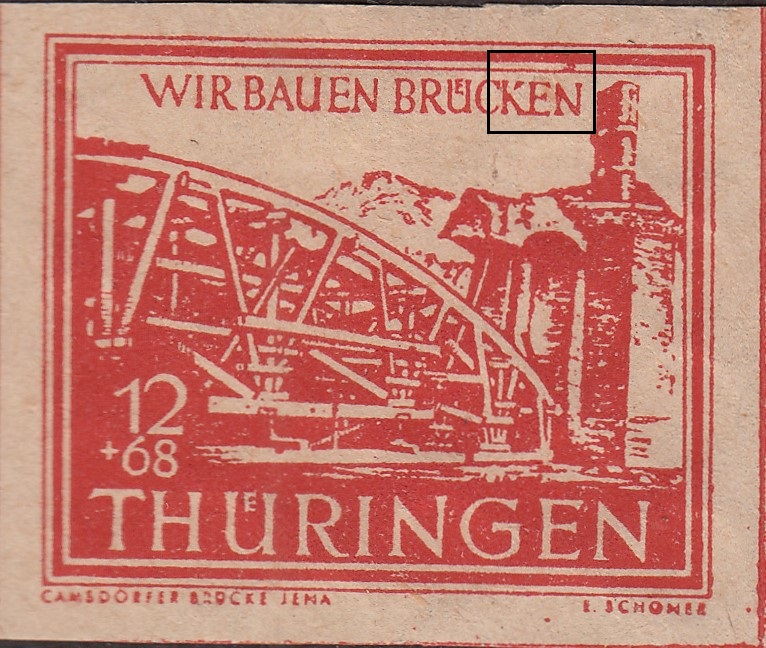 Germany Thueringen post stamp flaw: Thueringen-postage-stamp-Bridges-12+68Pf_error-F17.jpg