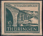 Germany Thueringen post stamp flaw: Upper stroke of numeral 1 din 16 damaged.