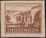 Germany Thueringen post stamp flaw: White dot between letters E and N in THUERINGEN.