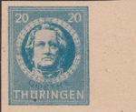 Germany Thueringen post stamp flaw: Letter R in THUERINGEN short