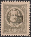Germany Thueringen post stamp flaw: Additional curl next to Goethe’s right ear