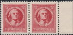 Germany Thueringen post stamp flaw: Colored dot on letter H in SCHILLER