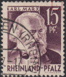 Germany Rheinland-Pfalz postage stamp error:  Colored spot above above numeral 5.