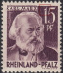 Germany Rheinland-Pfalz postage stamp error:  Indentation on top left of numeral 1.
