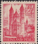 Germany Rheinland-Pfalz postage stamp error:  White dot in numeral 2 of denomination value.