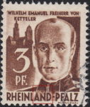 Germany Rheinland-Pfalz postage stamp error:  Dot above letter N of RHEINLAND.