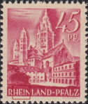 Germany Rheinland-Pfalz postage stamp error:  Letter I in RHEINLAND broken.