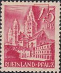 Germany Rheinland-Pfalz postage stamp error:  Colored spot on top right of the numeral 4 additional dot to the left from 4.