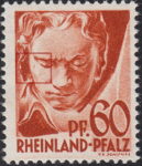 Germany Rheinland-Pfalz postage stamp error:  Scar below left eye.