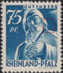 Germany Rheinland-Pfalz postage stamp error:  Pale circle behind head.