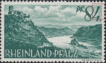 Germany Rheinland-Pfalz postage stamp error:  Colored dot next to the numeral 4 in denomination value.