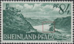 Germany Rheinland-Pfalz postage stamp error:  River pollution next to the island.