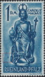 Germany Rheinland-Pfalz postage stamp error:  Colored spot to the left from the throne.