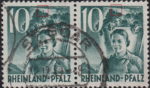Germany Rheinland-Pfalz postage stamp error:  Line above the grapes curved.