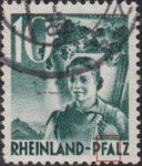 Germany Rheinland-Pfalz postage stamp error:  Letter A in PFALZ filled with color.