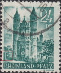 Germany Rheinland-Pfalz postage stamp error:  White spot on the left wall.