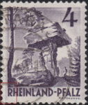Germany Rheinland-Pfalz postage stamp error:  Left vertical frame prolonged at the bottom.