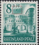 Germany Rheinland-Pfalz postage stamp error:  Big colored spot in the sky below letter P in D.PF.