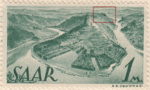 Germany SAAR postage stamp error: Colored spot on top of the hill.
