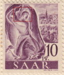 Germany SAAR postage stamp error: Line between the miner’s neck and hand.