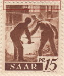 Germany SAAR postage stamp error: Bump on top frame.