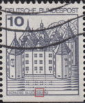 Germany postage stamp error Letter B in GLÜCKSBURG broken in the middle
