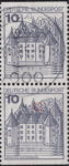 Germany postage stamp error Tree branch right from central tower connected to tree top (bottom stamp)