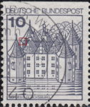 Germany postage stamp error Triangular form on second roof broken at the bottom