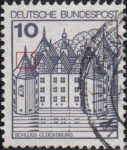 Germany postage stamp error White spot at the top of the central roof hip (the first tower)