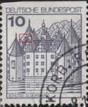 Germany postage stamp error White circle on the second vertical line on the left side of the roof