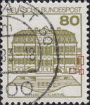 Germany postage stamp error Frame of the bottom right window broken, right frame of the design broken