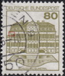 Germany postage stamp error Circle-shaped line on left shutter of the first window on the second floor