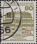 Germany postage stamp error White line over top right reflection in the lake
