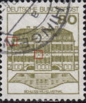 Germany postage stamp error Two dots at the top of the first window connected to frame