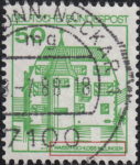 Germany postage stamp error Overinking: inscription WASSERSCHLOSS INZLINGEN thick on top