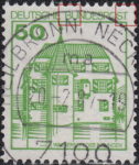 Germany postage stamp error Letter B in BUNDESPOST broken in the middle, vertical stroke of letter T thinner on top