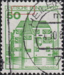Germany postage stamp error Top frame below letters SCH in DEUTSCHE thicker