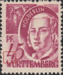 Germany Wuerttemberg postage stamp error: Colored dot below numeral 4.