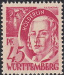 Germany Wuerttemberg postage stamp error: Colored dot next to the nose.