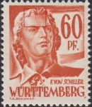 Germany Wuerttemberg postage stamp error: Additional hairline on forehead.