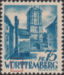 Germany Wuerttemberg postage stamp error: First letter R in WÜRTTEMBERG open on top.